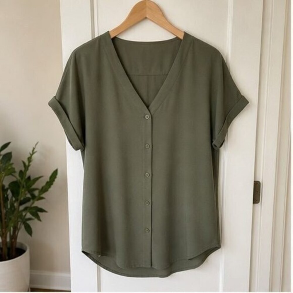 Olive Tie Neck Blouse